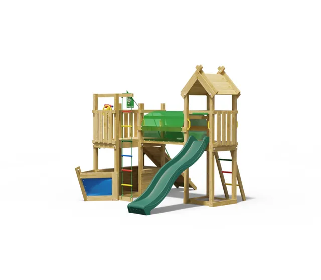 jungle-gym-jungle-navigator-telaio-in-legno-con-scivolo-ponte-modulo-barca-e-ban image 1