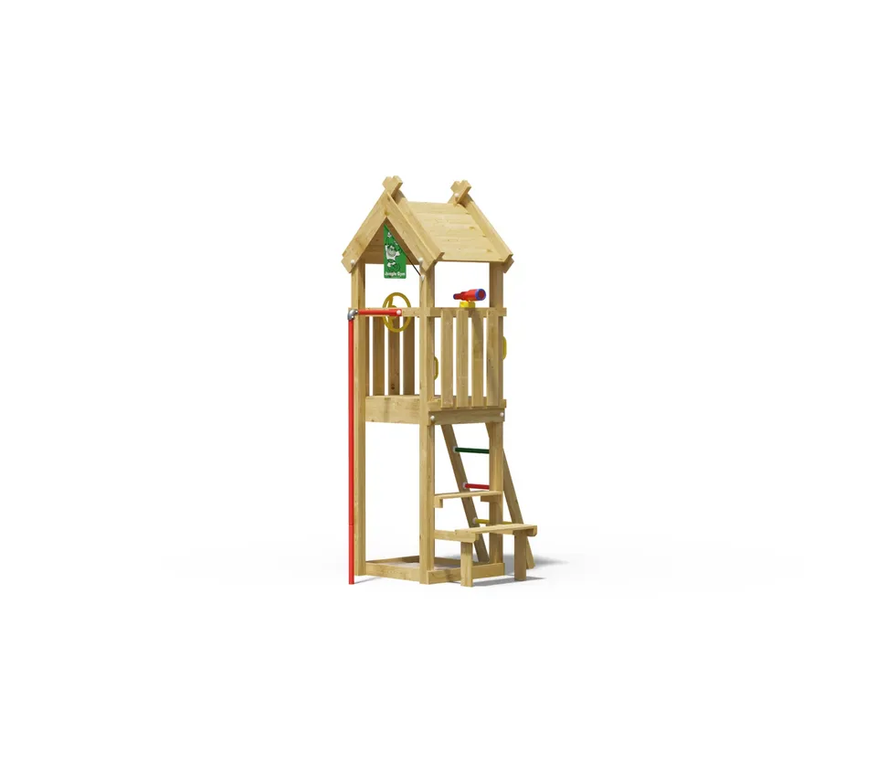 jungle-gym-jungle-totem-castello-in-legno-con-palo-dei-pompieri-sabbiera-e-tavol image 1