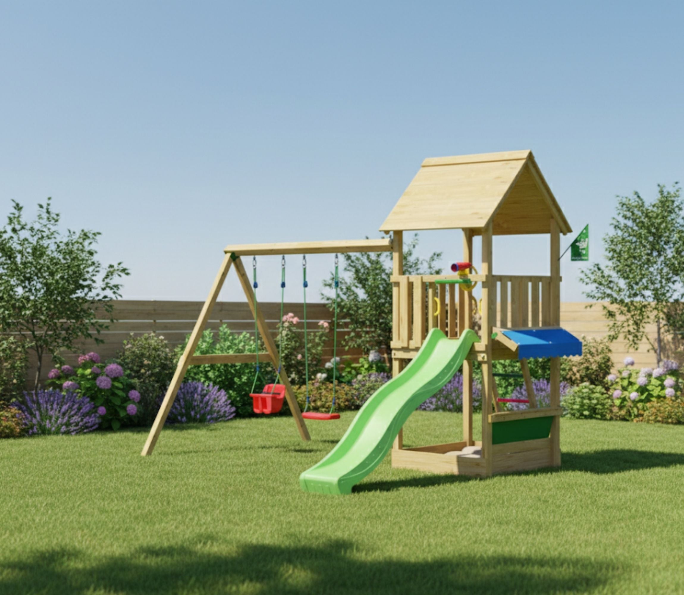 jungle-gym-jungle-suite-castello-arrampicata-in-legno-con-doppio-scivolo-e-doppi image 2