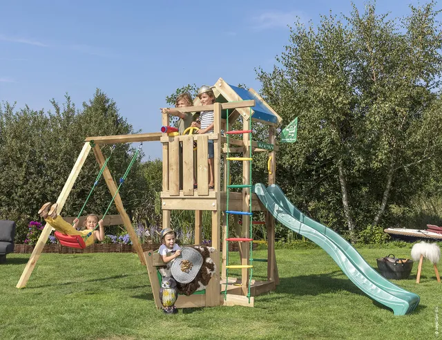 jungle-gym-jungle-viking-castello-arrampicata-in-legno-con-altalena-scala-di-cor image 1