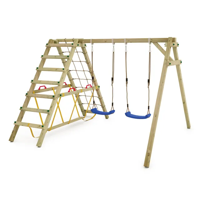 wickey-smart-hike-altalena-doppia-in-legno-per-giardino-con-modulo-surfswing-e-a image 1