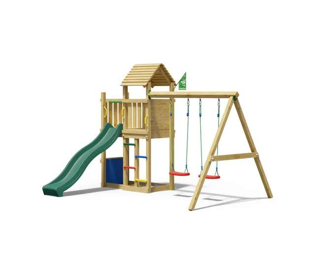 jungle-gym-jungle-breeze-castello-da-arrampicata-in-legno-con-doppia-altalena image 1