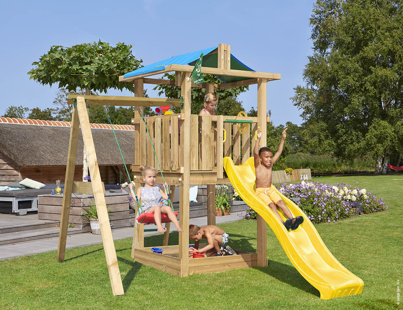 jungle-gym-jungle-hut-castello-da-arrampicata-in-legno-con-altalena image 8