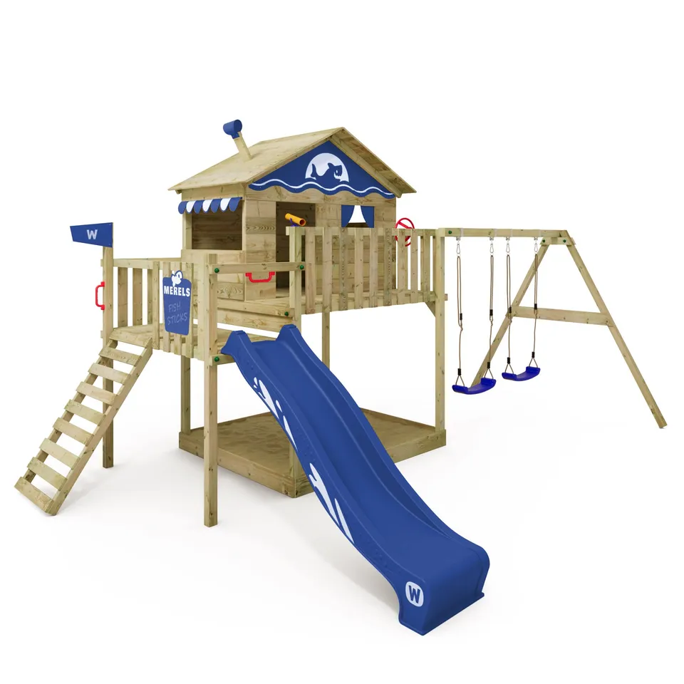 wickey-smart-coast-gioco-da-giardino-in-legno-con-casetta-altalena-scivolo-blu-s image 1