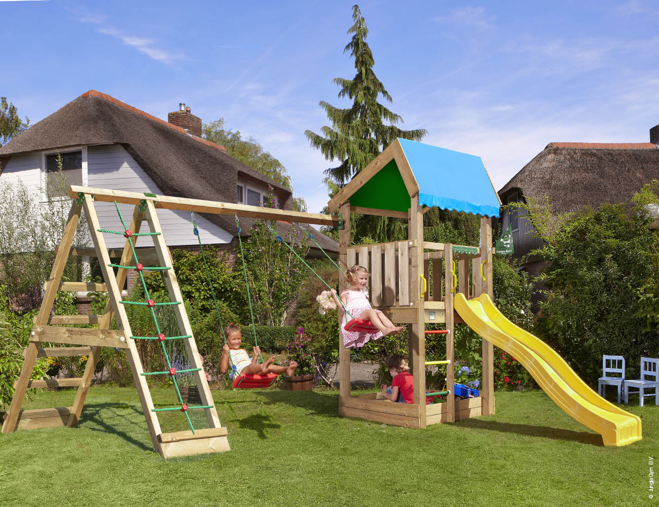 jungle-gym-jungle-home-telaio-arrampicata-in-legno-con-altalena-e-rete-di-arramp image 7
