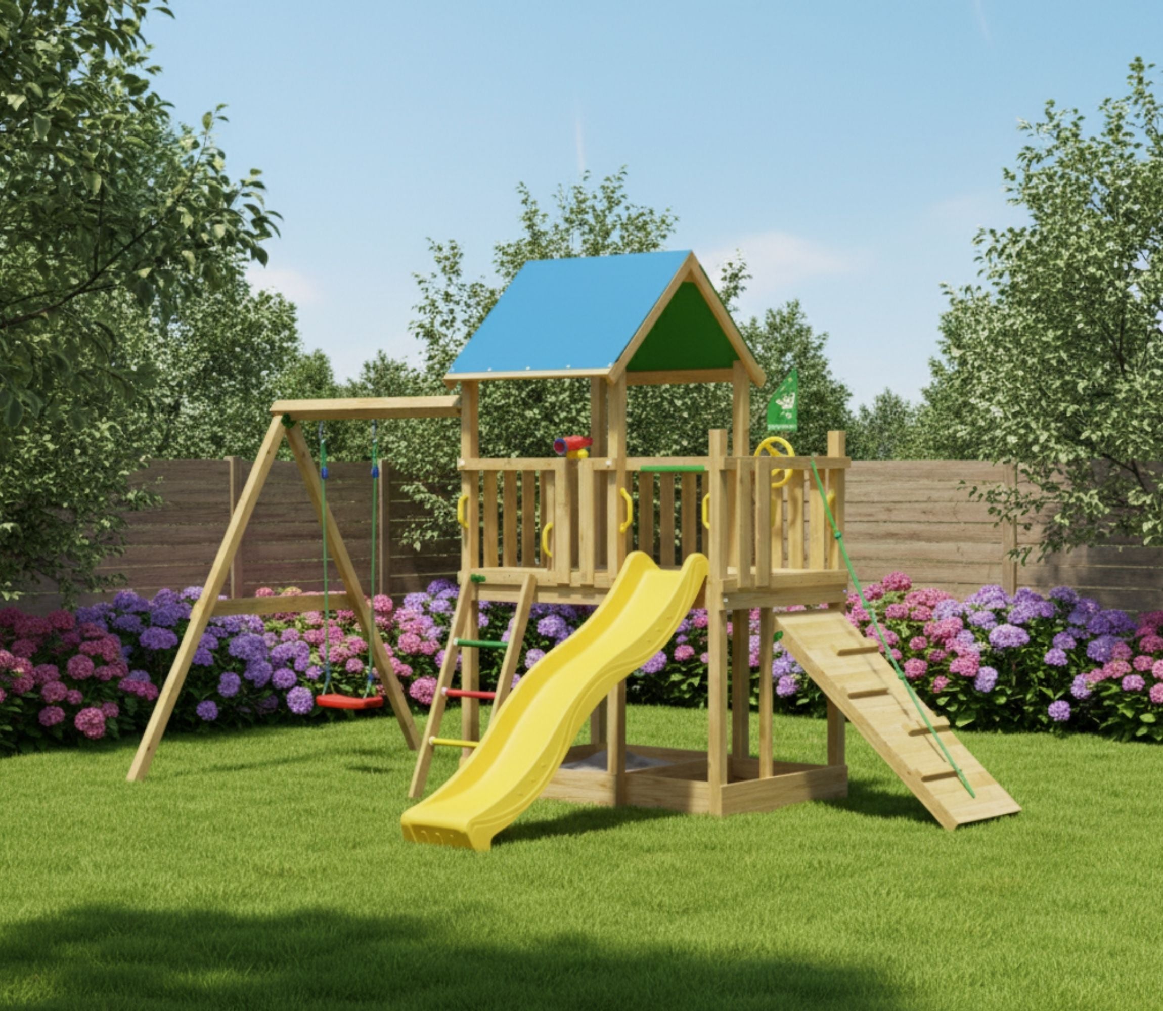 jungle-gym-jungle-manor-arrampicatore-in-legno-con-altalena image 2