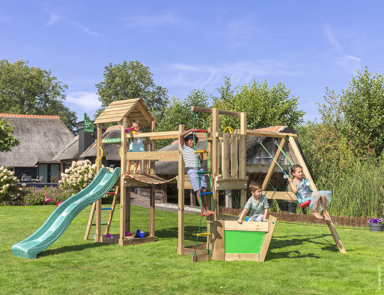 jungle-gym-jungle-voyager-castello-arrampicata-in-legno-con-altalena-parete-di-a image 1