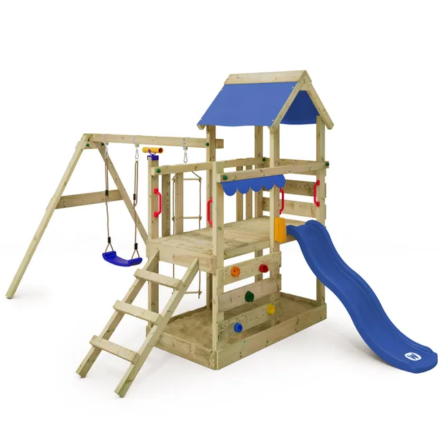 wickey-turboflyer-gioco-da-giardino-in-legno-con-altalena-scivolo-blu-sabbiera-e image 1
