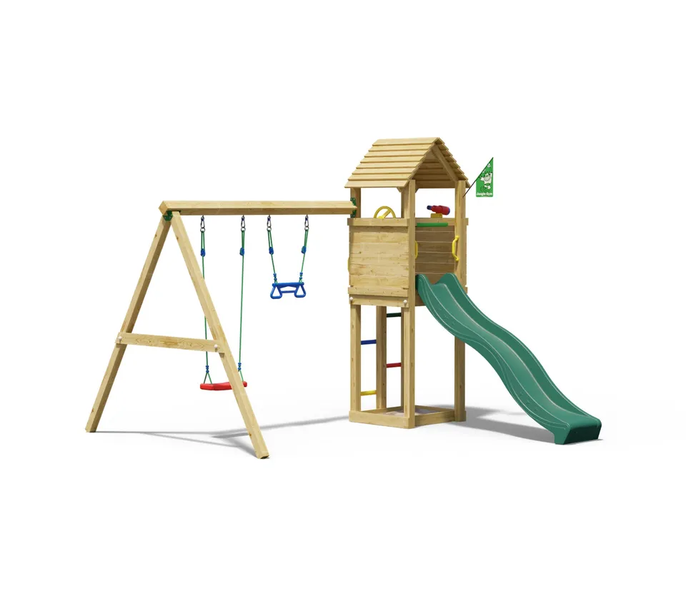 jungle-gym-jungle-delight-castello-da-arrampicata-in-legno-con-doppia-altalena image 1