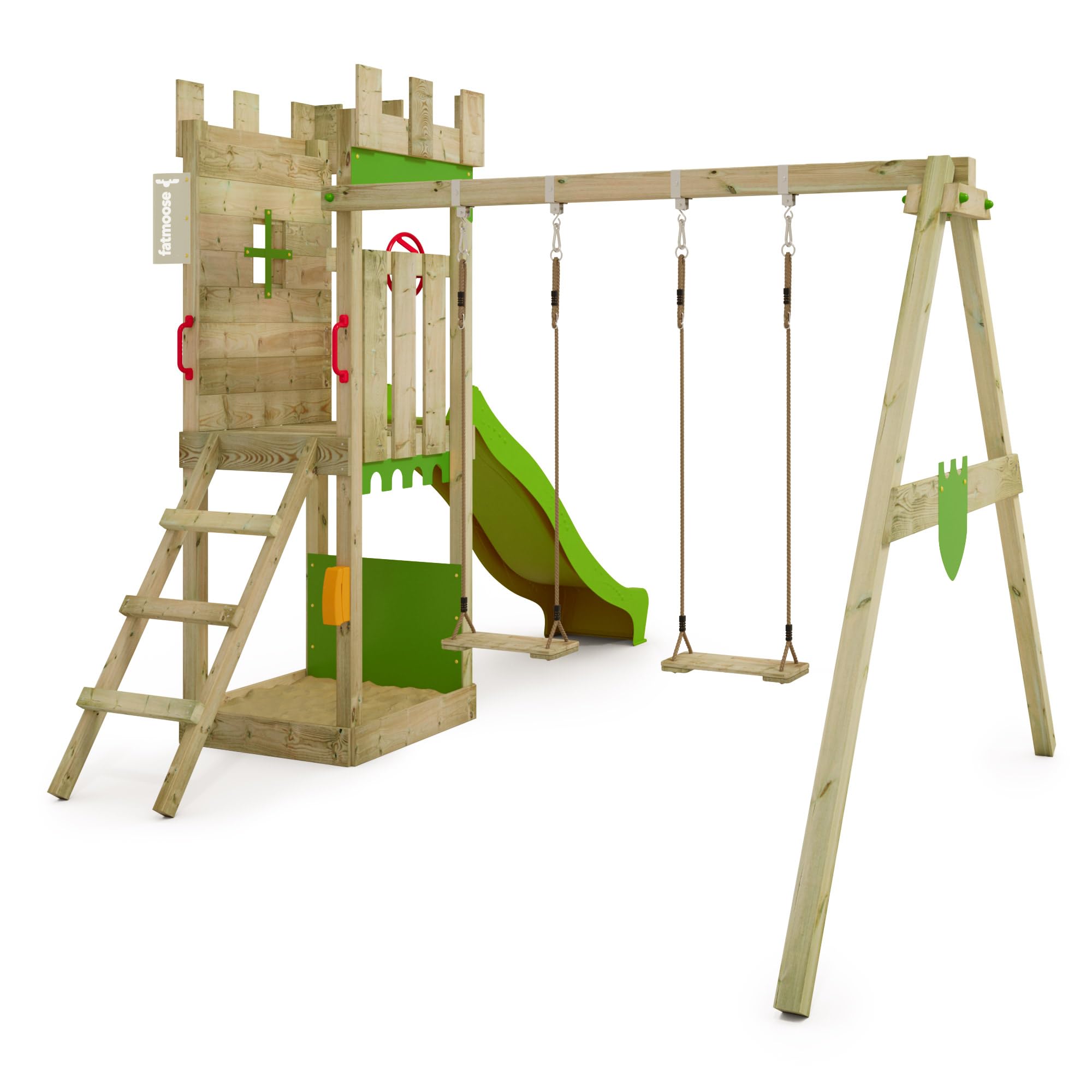 fatmoose-treasuretower-top-xxl-torre-da-gioco-in-legno-per-giardino-con-altalena image 2