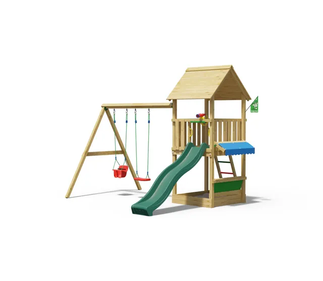 jungle-gym-jungle-suite-castello-arrampicata-in-legno-con-doppio-scivolo-e-doppi image 1