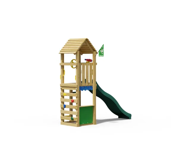 jungle-gym-jungle-nook-castello-arrampicata-in-legno-compatto-con-scivolo-e-banc image 1