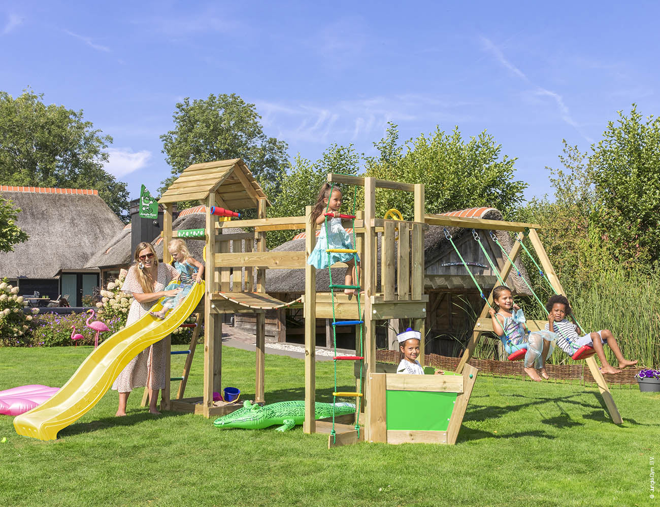 jungle-gym-jungle-voyager-castello-arrampicata-in-legno-con-doppia-altalena-sciv image 7