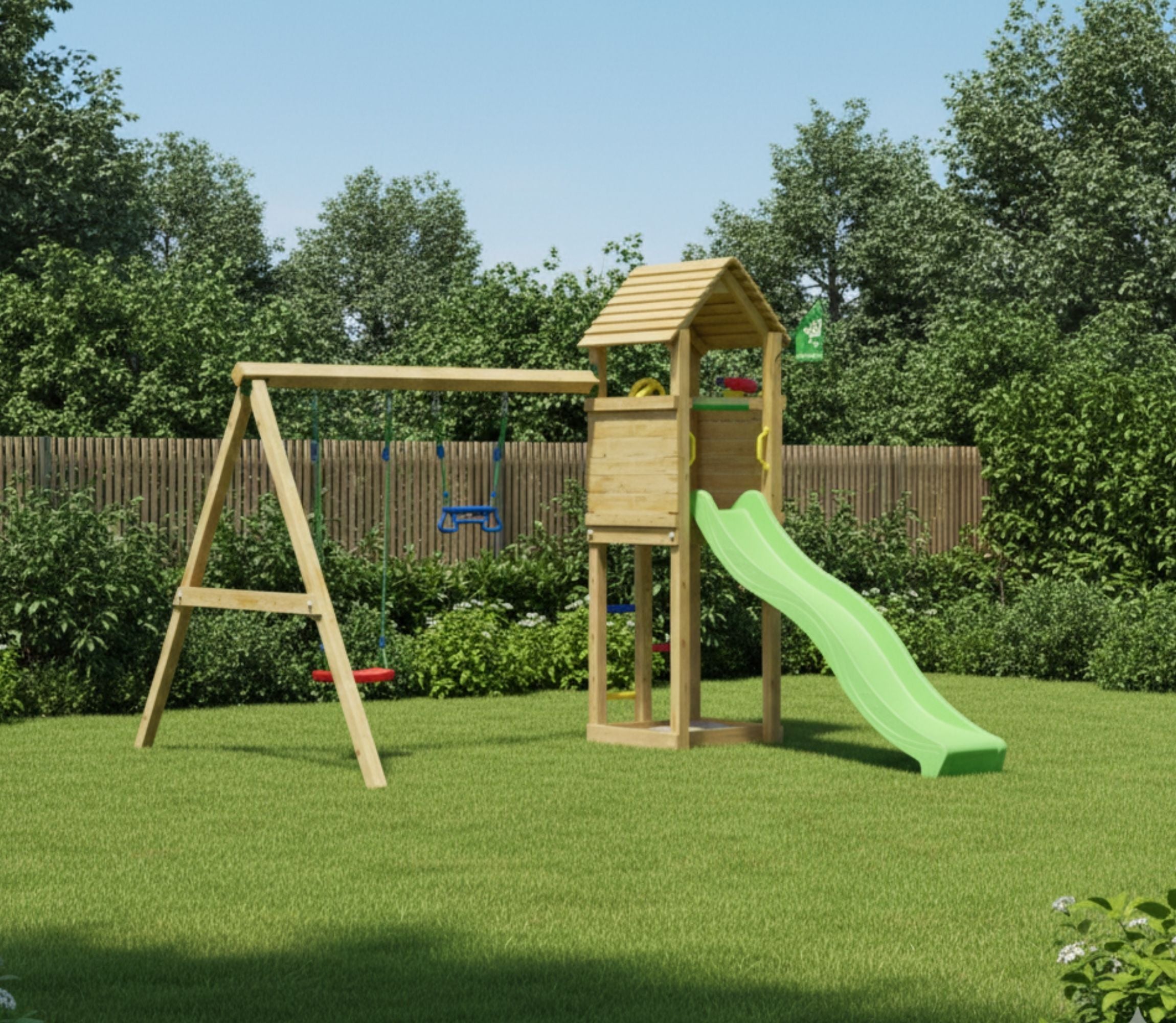 jungle-gym-jungle-delight-castello-da-arrampicata-in-legno-con-doppia-altalena image 2