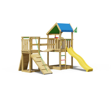 jungle-gym-jungle-home-castello-da-arrampicata-in-legno-con-scivolo-e-ponte-sono image 6