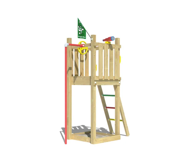 jungle-gym-jungle-tower-castello-in-legno-per-arrampicata-con-palo-antincendio-s image 1