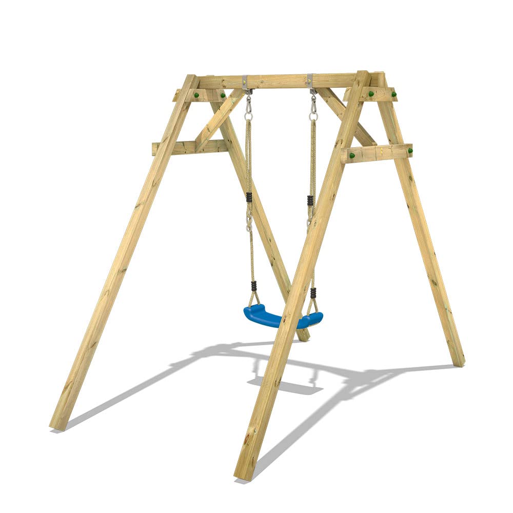 wickey-smart-one-altalena-singola-in-legno-per-giardino-blu-con-seggiolino-e-tra image 2