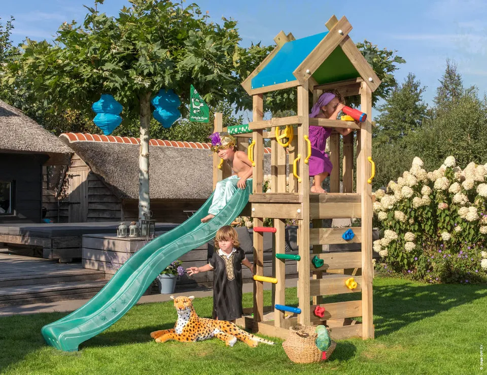 jungle-gym-jungle-nomad-telaio-in-legno-per-arrampicata-con-scivolo-scala-parete image 1