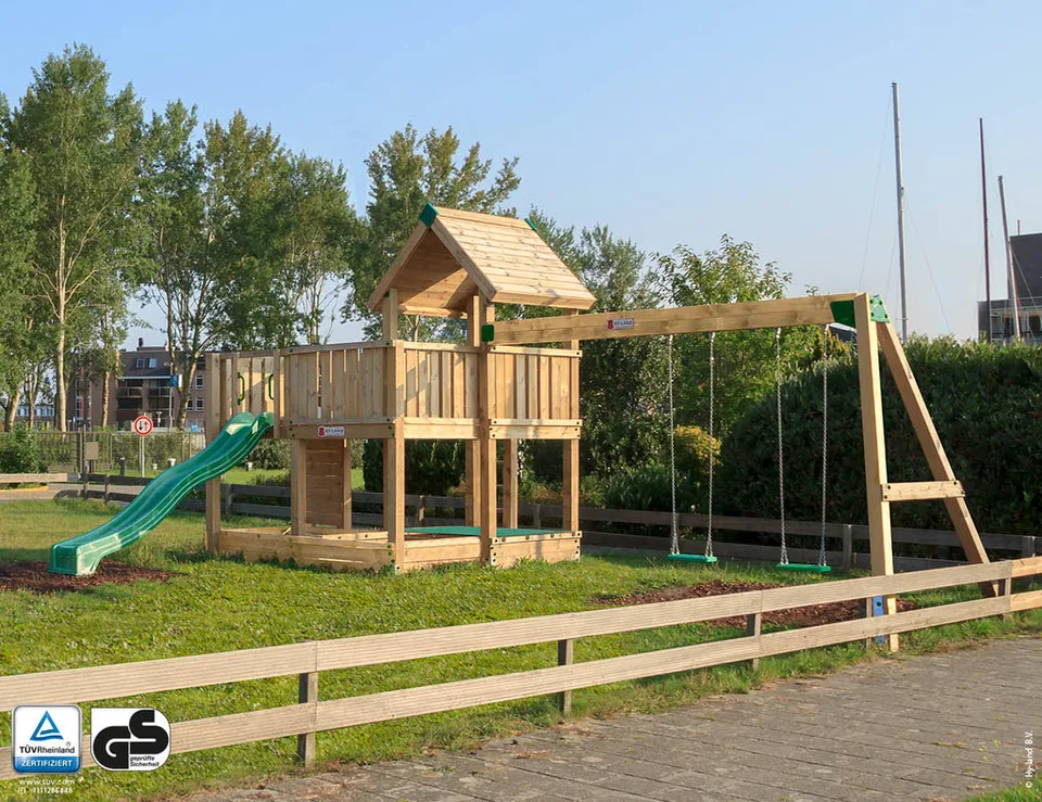 jungle-gym-hy-land-p5s-parco-giochi-certificato-in-legno-con-doppia-altalena image 1