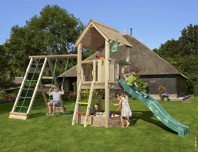 jungle-gym-jungle-club-struttura-in-legno-per-arrampicata-con-altalena-e-rete-di image 1