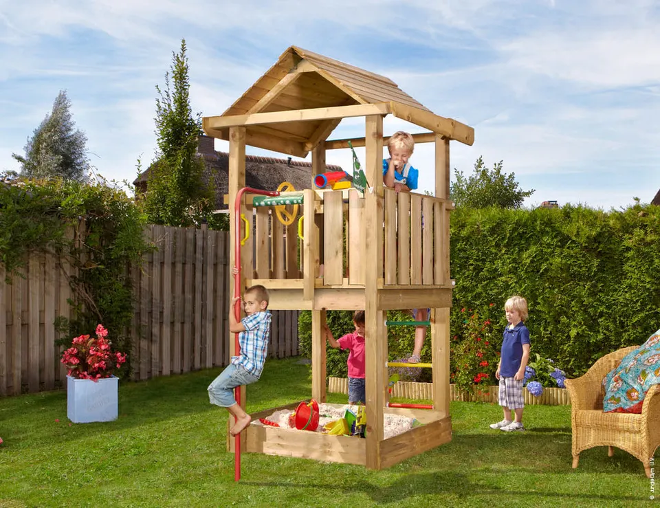 jungle-gym-jungle-house-arrampicatore-in-legno-con-palo-da-pompiere image 1