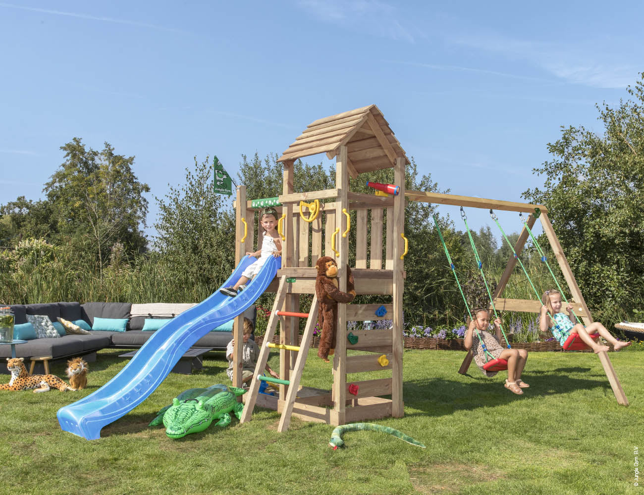 jungle-gym-jungle-safari-castello-arrampicata-in-legno-con-doppia-altalena image 8