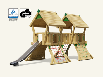 hy-land-p4-castello-arrampicata-commerciale-in-legno-con-due-piattaforme-coperte image 2