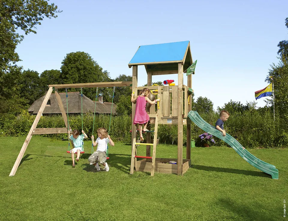 jungle-gym-castle-casa-gioco-in-legno-con-doppia-altalena image 1