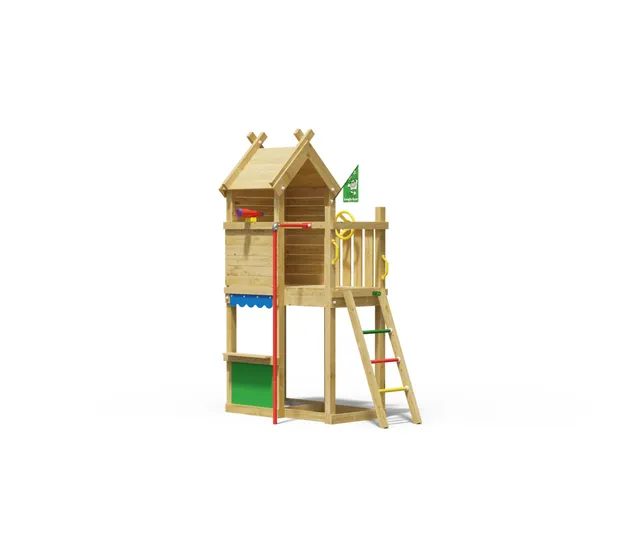jungle-gym-jungle-resort-castello-in-legno-con-palo-dei-pompieri-bancarella-e-sa image 1