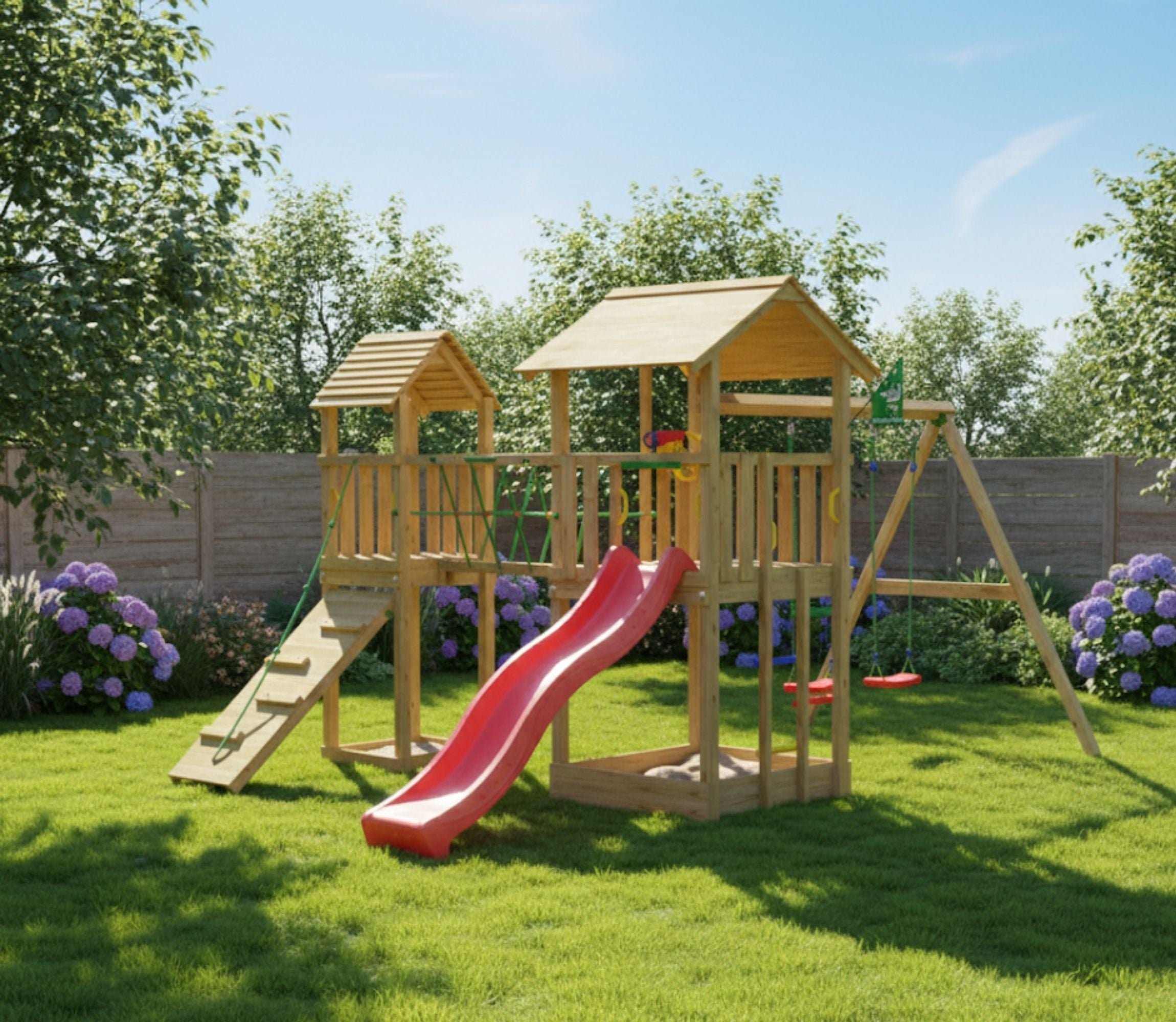 jungle-gym-jungle-nova-arrampicatore-in-legno-con-doppia-altalena image 2