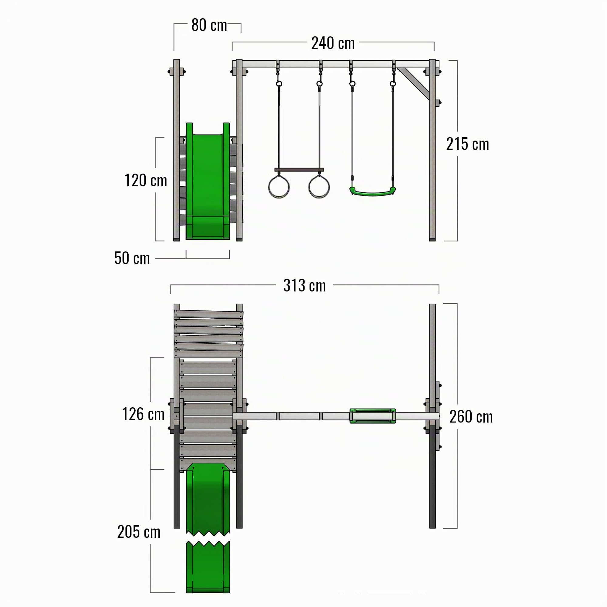 fatmoose-jollyjack-altalena-doppia-in-legno-per-giardino-con-scivolo-verde-mela- image 6