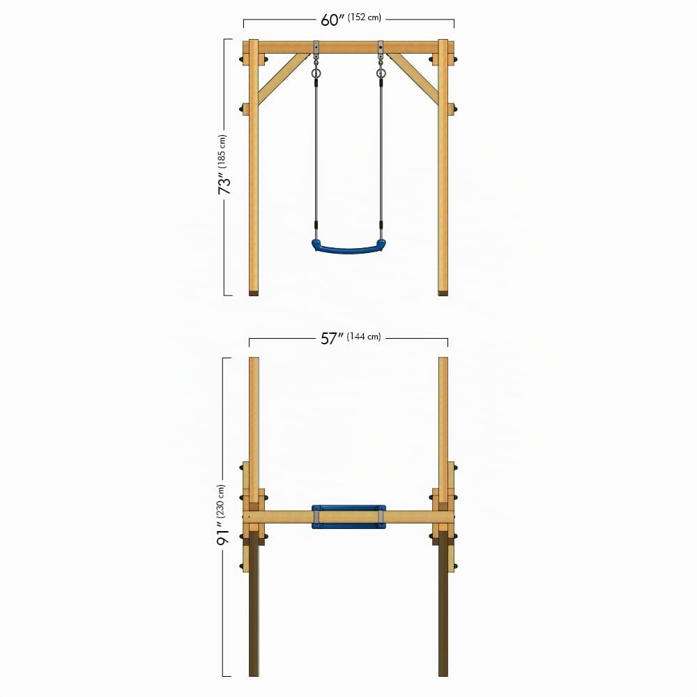 wickey-smart-one-altalena-singola-in-legno-per-giardino-blu-con-seggiolino-e-tra image 5