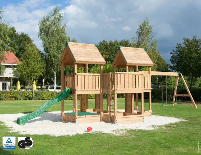 hy-land-p7s-castello-da-gioco-professionale-con-altalena-e-scivolo image 1