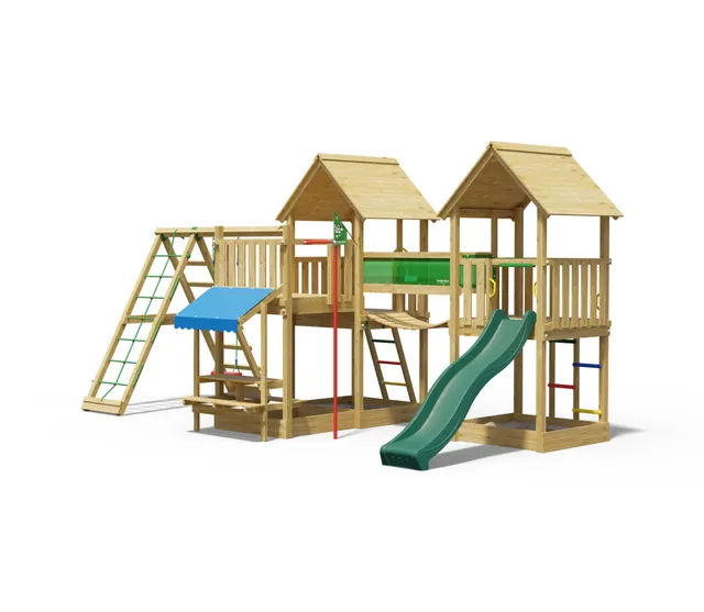 jungle-gym-jungle-luxor-castello-arrampicata-in-legno-con-altalena-e-rete-di-arr image 1