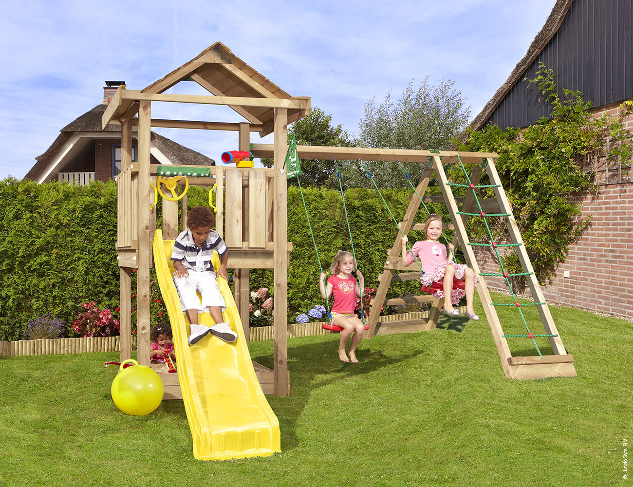 jungle-gym-jungle-house-struttura-da-arrampicata-in-legno-con-altalene-e-rete-di image 7