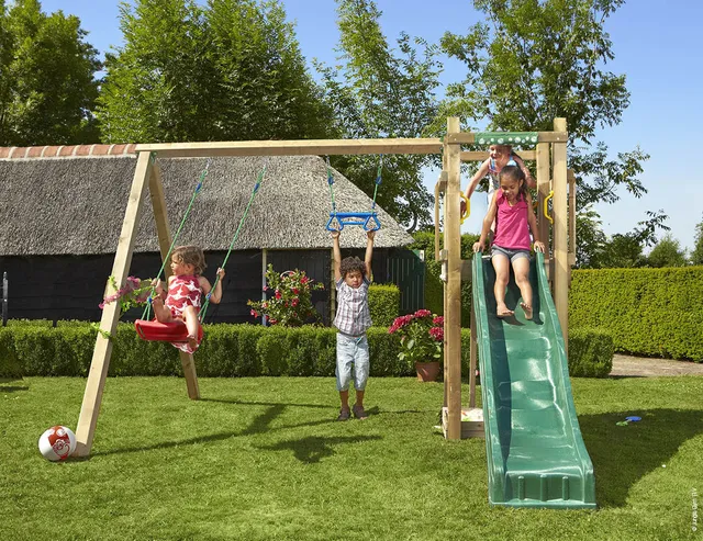 jungle-gym-jungle-tower-telaio-da-arrampicata-in-legno-con-doppia-altalena-per-p image 1