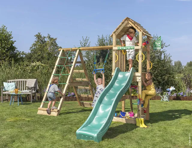 jungle-gym-jungle-cocoon-castello-arrampicata-in-legno-con-altalena-rete-di-arra image 1