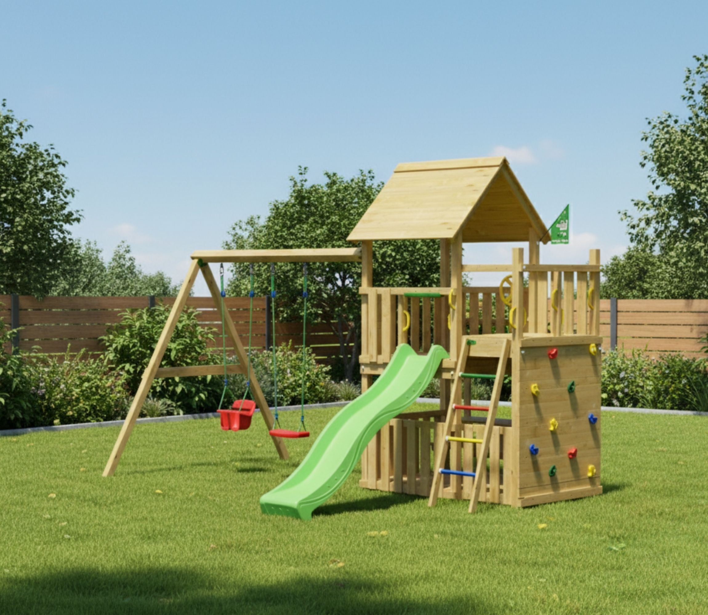 jungle-gym-jungle-reef-struttura-in-legno-per-arrampicata-con-altalene-e-veranda image 2