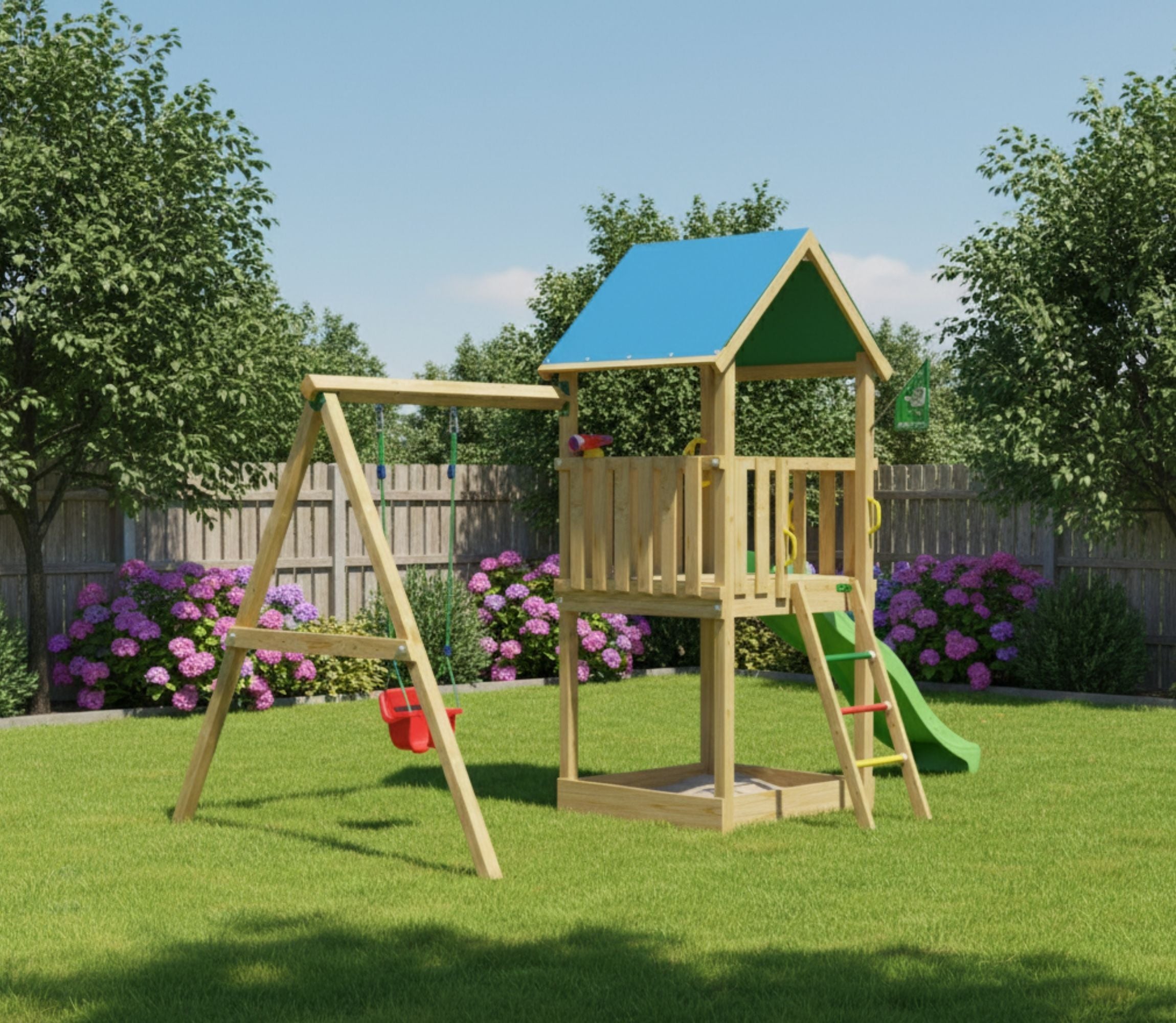 jungle-gym-jungle-tango-babyswing-castello-arrampicata-in-legno-con-altalena image 2