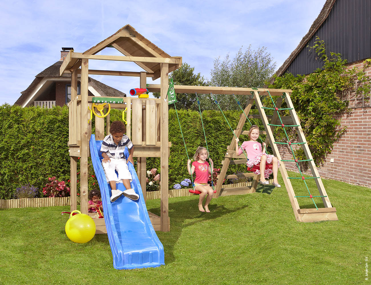 jungle-gym-jungle-house-struttura-da-arrampicata-in-legno-con-altalene-e-rete-di image 8