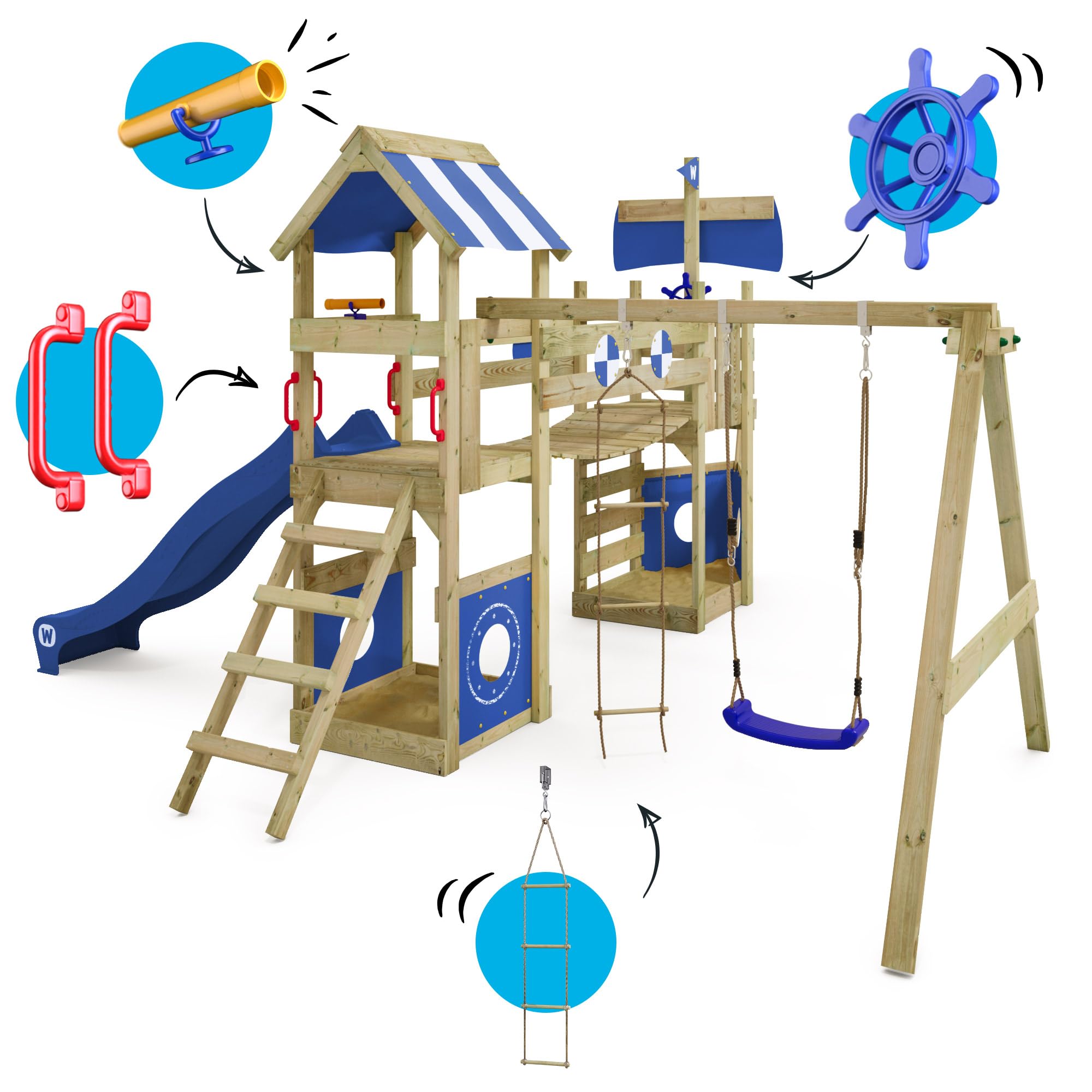 wickey-stormflyer-gioco-da-giardino-in-legno-con-2-pedane-ponte-oscillante-altal image 2