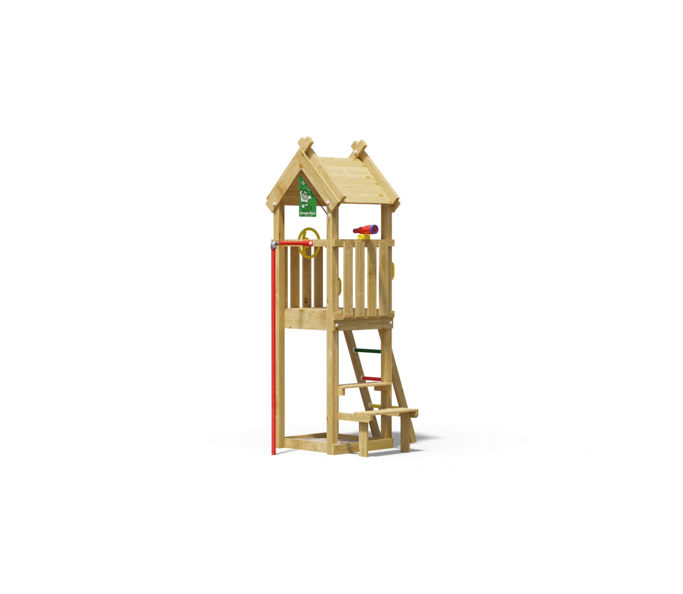 jungle-gym-jungle-totem-castello-in-legno-con-palo-dei-pompieri-sabbiera-e-tavol image 1
