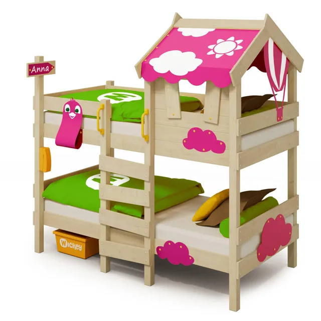 wickey-crazy-daisy-letto-a-castello-per-bambini-con-tetto-finestra-scaletta-e-re image 1