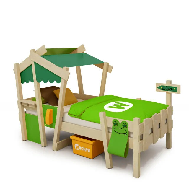 wickey-crazy-candy-letto-per-bambini-da-gioco-90x200-cm-con-rete-a-doghe-verde-m image 1