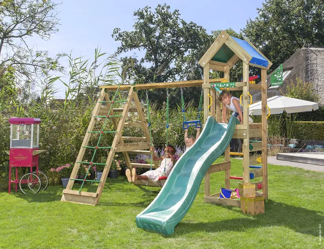 jungle-gym-jungle-patio-castello-arrampicata-in-legno-con-altalena-trapezio-sabb image 1