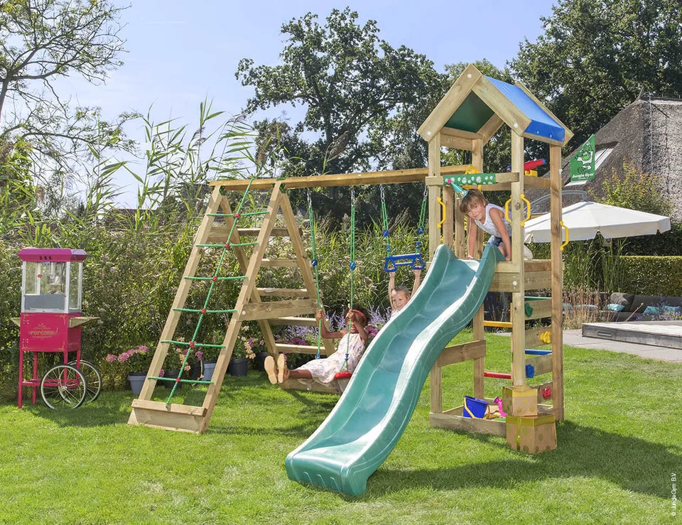 jungle-gym-jungle-patio-castello-arrampicata-in-legno-con-altalena-trapezio-sabb image 1