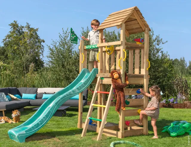 jungle-gym-jungle-safari-castello-arrampicata-in-legno-con-scivolo-parete-di-arr image 1