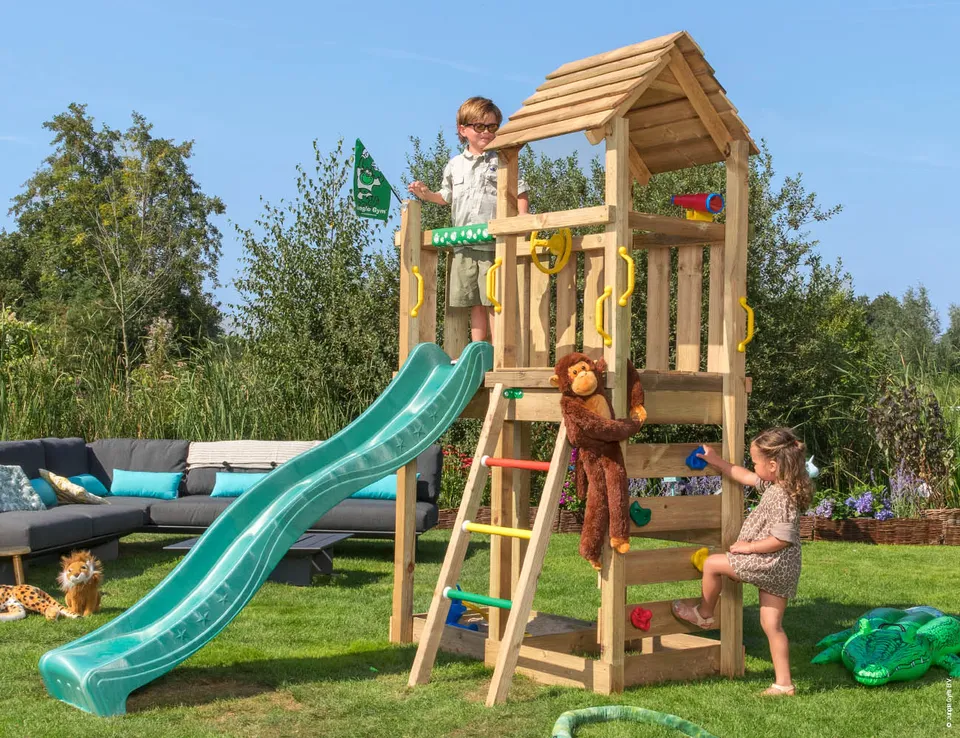 jungle-gym-jungle-safari-castello-arrampicata-in-legno-con-scivolo-parete-di-arr image 1