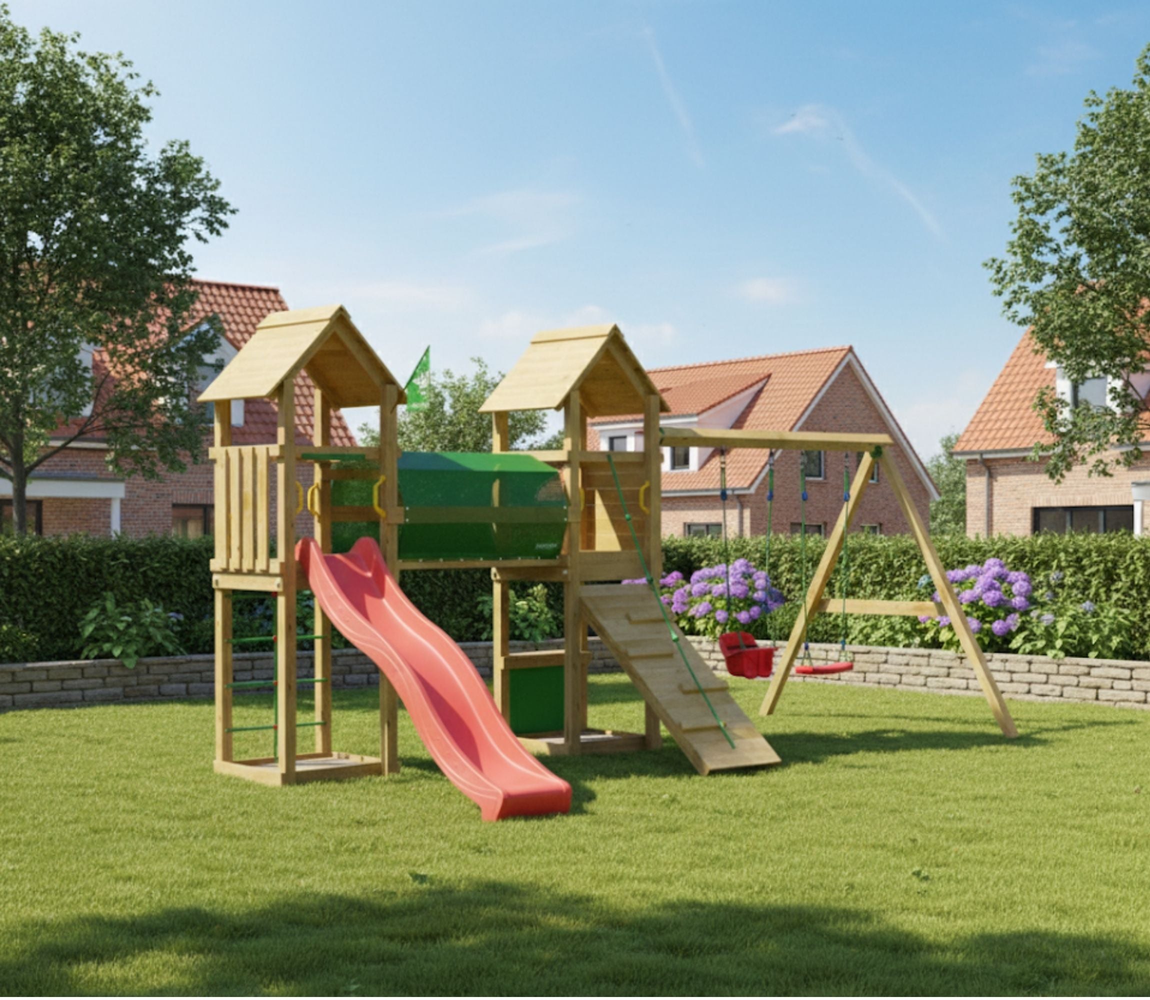 jungle-gym-jungle-darwin-castello-arrampicata-in-legno-con-doppia-altalena image 2