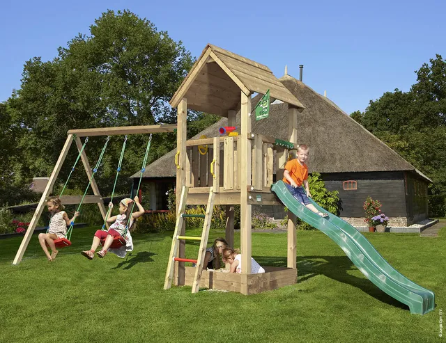jungle-gym-jungle-club-arrampicata-in-legno-con-doppia-altalena image 1